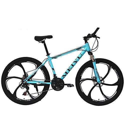 Mountain Bike : DGAGD 24 inch mountain bike adult variable speed bicycle light road racing six-wheel-blue_27 speed