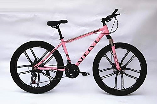 Mountain Bike : DGAGD 24 inch mountain bike adult variable speed bicycle light road racing ten-knife wheel-Pink_27 speed