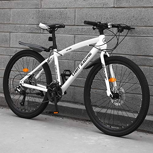 Mountain Bike : DGAGD 24 inch mountain bike bicycle adult one-wheel variable speed spoke wheel bicycle-white_24 speed