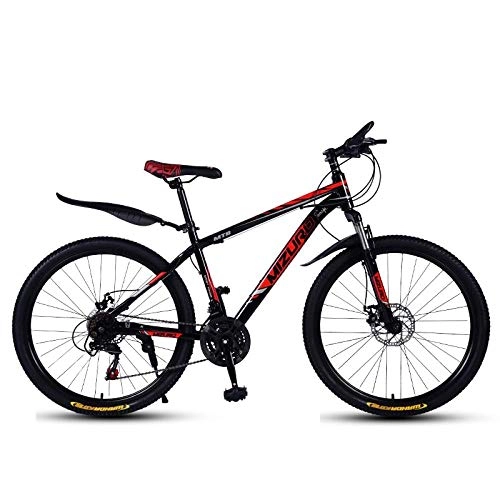 Mountain Bike : DGAGD 24 inch mountain bike variable speed bicycle light racing spoke wheel-Black red_24 speed