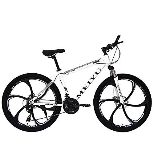 Mountain Bike : DGAGD 26 inch mountain bike adult variable speed bicycle light road racing six-wheel-white_24 speed