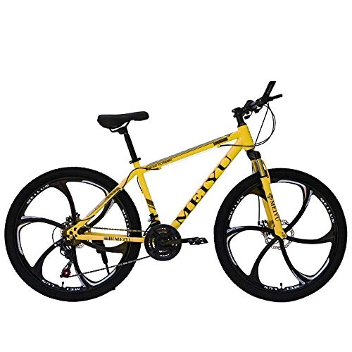 Mountain Bike : DGAGD 26 inch mountain bike adult variable speed bicycle light road racing six-wheel-yellow_30 speed