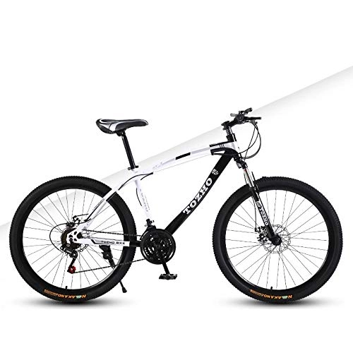 Mountain Bike : DGAGD 26 inch mountain bike adult variable speed damping bicycle off-road dual disc brake spoke wheel bicycle-White black_21 speed
