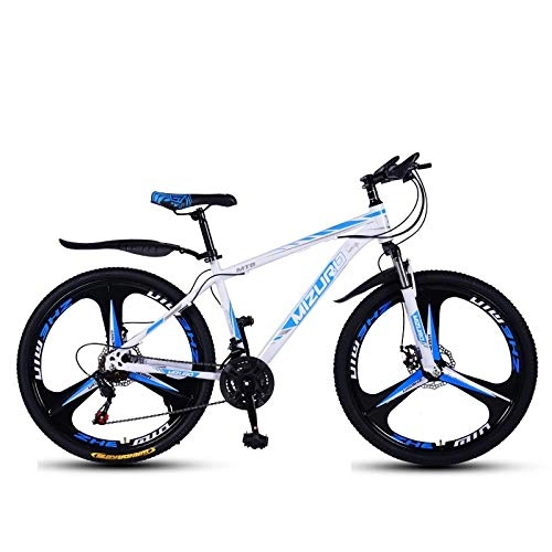 Mountain Bike : DGAGD 26 inch mountain bike variable speed bicycle light racing three-knife wheel-White blue_27 speed