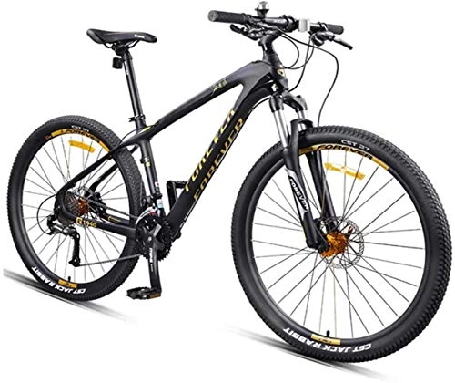 Mountain Bike : DIMPLEYA Hardtail Mountain Bike, 27.5 Inch Big Wheels Mountain Trail Bike, Carbon Bike, Gold, 30 Speed, Gold, 27 Speed