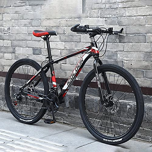 Mountain Bike : DKZK 24 / 26 Inch Mountain Bike 21 / 24 / 27 / 30 Speed MTB Bicycle With Suspension Fork, Dual-Disc Brake, Fenders Urban Commuter City Bicycle Suitable For Students, Teenagers, Adults