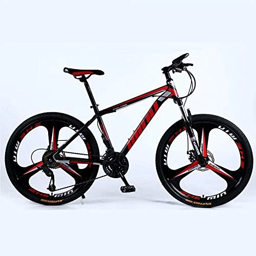 Mountain Bike : DLC Country Mountain Bike 26 inch with Double Disc Brake, Adult MTB, Hardtail Bicycle with Adjustable Seat, Thickened Carbon Steel Frame, Black&Amp;Red, 3 Cutters Wheel, 30 Stage Shift, 30 Stage Shift,