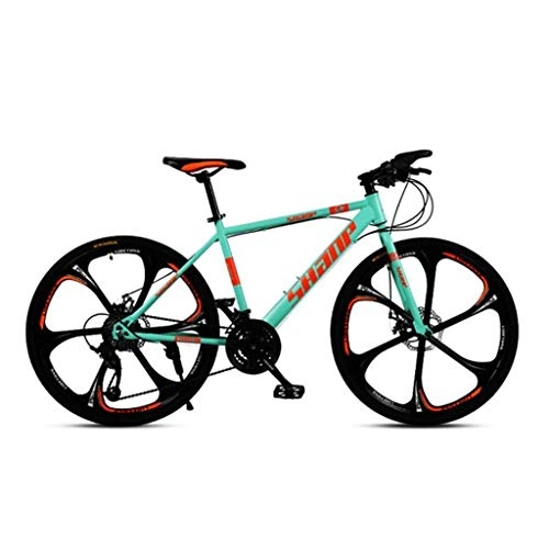 Mountain Bike : DLC Mountain Bike, Hard-Tail Mountain Bicycle, Dual Disc Brake and Front Suspension Fork, 26Inch Mag Wheels, Green, 21-Speed