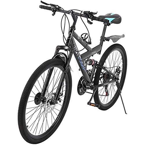 Mountain Bike : DNNAL Adult Mountain Bikes, 26 Inch High Carbon Steel Mountain Trail Bike Full Suspension Frame Bicycles 21 Speed Mountain Bicycle