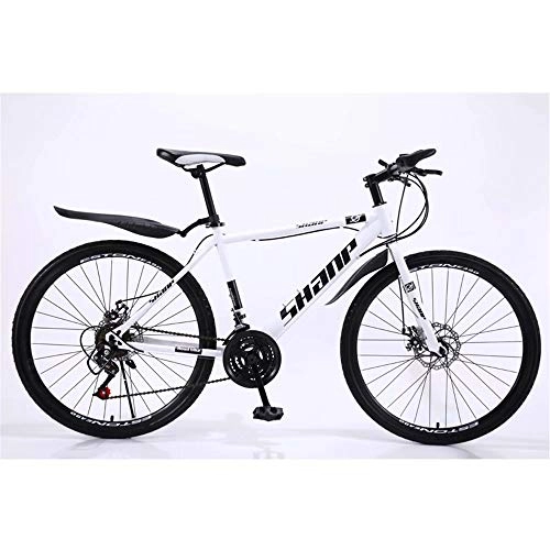 Mountain Bike : DOMDIL- Country Mountain Bike 24 Inches, Aadolescents MTB, Hardtail Bicycle with Adjustable Seat, Suitable for Children and Student, White, Spoke Wheel, 21-stage shift