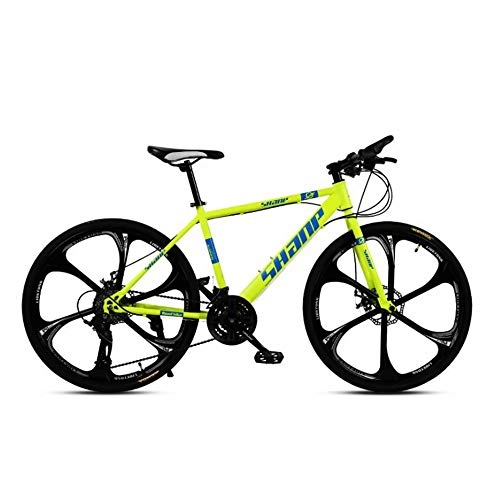 Mountain Bike : DOMDIL- Country Mountain Bike 24 Inches, Aadolescents MTB, Hardtail Bicycle with Adjustable Seat, Suitable for Children and Student, Yellow, 6 Cutter, 30-stage shift