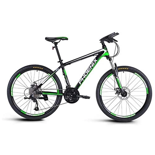 Mountain Bike : Dsrgwe Mountain Bike / Bicycles, Aluminium Alloy Frame, Front Suspension and Dual Disc Brake, 26inch Wheels, 27 Speed (Color : Black+Green)