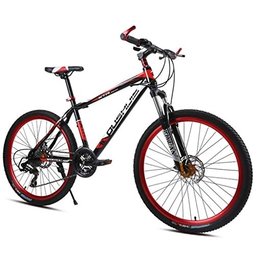 Mountain Bike : Dsrgwe Mountain Bike / Bicycles, Carbon Steel Frame Hard-tail Bike, Front Suspension and Dual Disc Brake, 26inch Mag Wheels (Color : Red, Size : 21-speed)