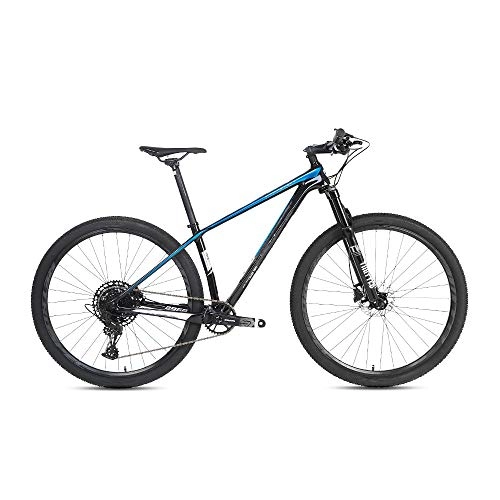 Mountain Bike : DTTKKUE Mountain Bikes 27 Speeds Carbon Fiber 18K Mountain Bicycle Disc Brakes with Front Suspension Adjustable Seat 29 Inches for Adults, BKBU, 19