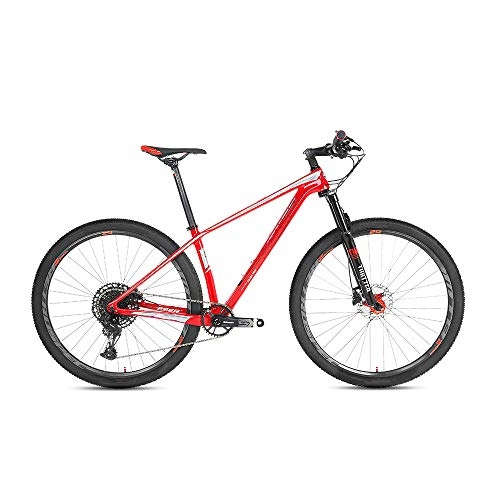 Mountain Bike : DTTKKUE Mountain Bikes 27 Speeds Carbon Fiber 18K Mountain Bicycle Disc Brakes with Front Suspension Adjustable Seat 29 Inches for Adults, RD, 15