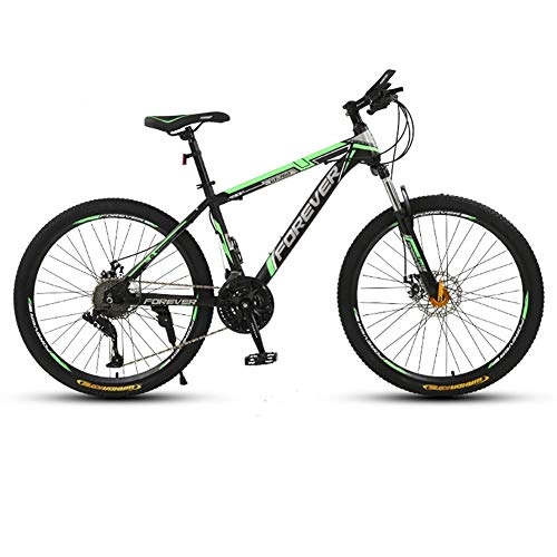 Mountain Bike : Dual Disc Brake Bicycle, 26 Inch All Terrain Mountain Bike, 21-Speed Drivetrain, High Carbon Steel Frame, for Mens Women, Multiple Choices peng (Color : Black green)