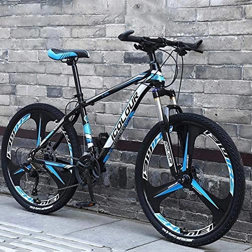 Mountain Bike : DULPLAY 26 Inch 24 Speed Aluminum Lightweight Mountain Bikes, Adult Mountain Bikes, Hardtail Mountain Bicycle With Front Suspension Black And Blue 26", 24-speed