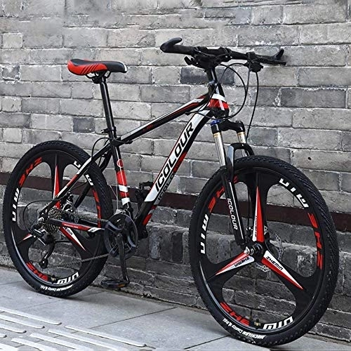Mountain Bike : DULPLAY 26 Inch 24 Speed Aluminum Lightweight Mountain Bikes, Adult Mountain Bikes, Hardtail Mountain Bicycle With Front Suspension Black And Red 26", 24-speed