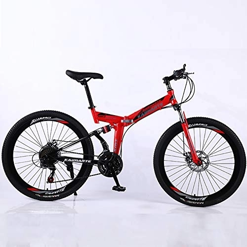 Mountain Bike : DULPLAY 26 Inch Dual Disc Brake Shock Absorption Bicycle, Lightweight Mountain Bike, Aluminum Alloy High Carbon Steel Mountain Bike Red 26", 21-speed