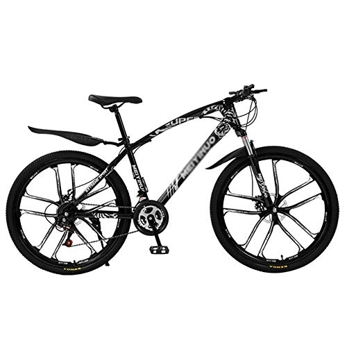 Mountain Bike : DULPLAY Dual Disc Brake Shock Absorption Front Suspension, Men's And Women's Shift Mountain Bikes, Mountain Bike Bicycle Black 10 Spoke 26", 21-speed