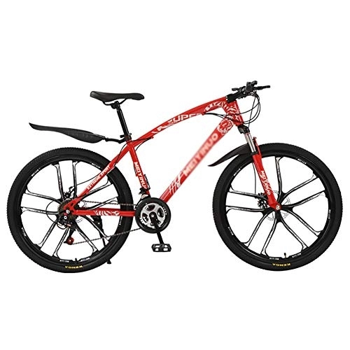 Mountain Bike : DULPLAY Dual Disc Brake Shock Absorption Front Suspension, Men's And Women's Shift Mountain Bikes, Mountain Bike Bicycle Red 10 Spoke 26", 21-speed