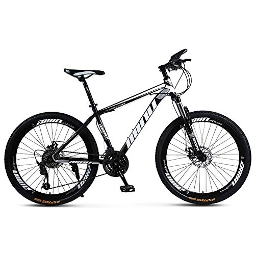 Mountain Bike : DULPLAY Lightweight Dual Disc Brake Mountain Bikes, High-carbon Steel Mountain Bicycle With Front Suspension, Adult Mountain Bike Black 26", 21-speed