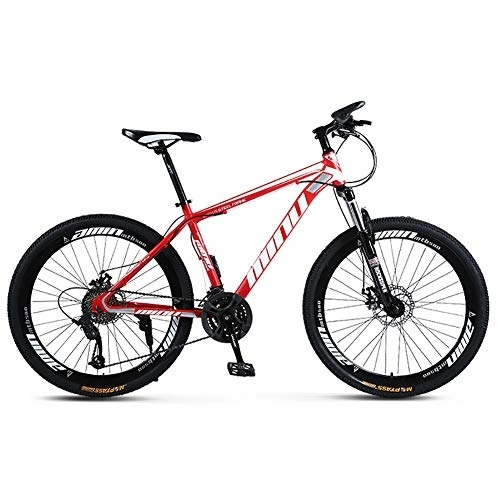 Mountain Bike : DULPLAY Lightweight Dual Disc Brake Mountain Bikes, High-carbon Steel Mountain Bicycle With Front Suspension, Adult Mountain Bike Red 26", 27-speed