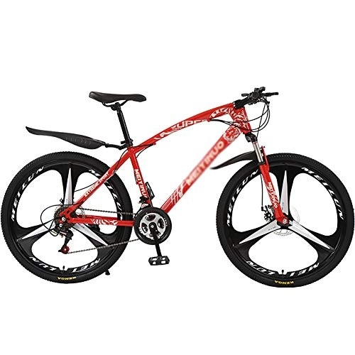 Mountain Bike : DULPLAY Lightweight Mountain Bikes Bicycles, Mountain Bicycle With Front Suspension Adjustable Seat, Strong Frame Disc Brake Mountain Bike Red 3 Spoke 26", 27-speed