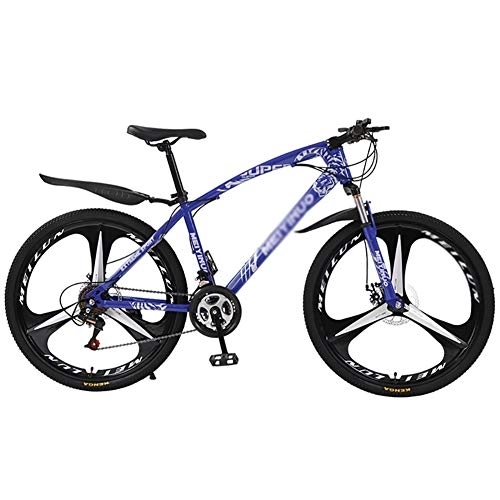 Mountain Bike : DULPLAY Mountain Bicycle With Front Suspension Adjustable Seat, Lightweight Mountain Bikes Bicycles, Strong Frame Disc Brake Mountain Bike Blue 3 Spoke 26", 21-speed