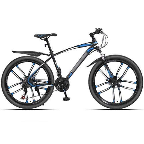 Mountain Bike : DXIUMZHP Dual Suspension Mountain Bike With Adjustable Speed, Variable Speed Light Unisex Bicycle, 24 / 26 Inch Wheels, 10 Cutter Wheels, 21 / 24-speed (Color : 21-speed blue, Size : 24 inches)