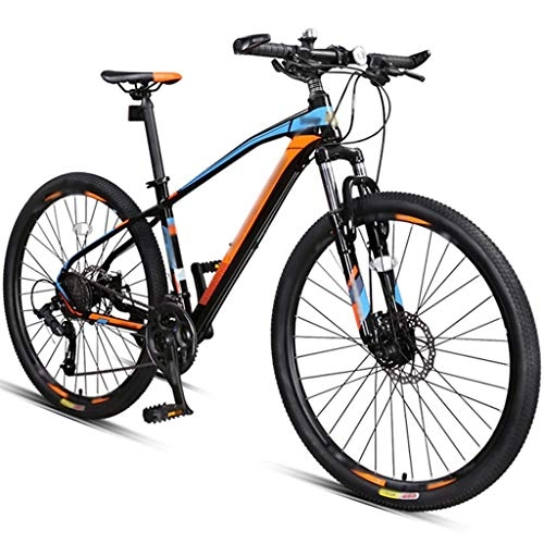 Mountain Bike : DXIUMZHP Dual Suspension Outdoor Mountain Bikes, Unisex 27-speed Bicycle, Aluminum Alloy Super Lightweight MTB, Disc Brake / oil Disc Brake (Color : Orange-Disc brake, Size : 26 inches)