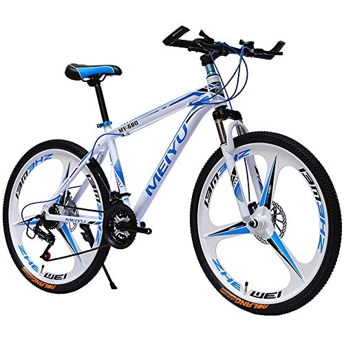 Mountain Bike : EAHKGmh 26 Inch Bicycles Out Road Mountain Bikes Portable Bicycle Adult Student Mountain Bike with Speed Dual Disc Brakes (Color : White, Size : 26 inch 27 speed)
