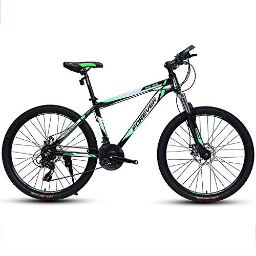 Mountain Bike : EAHKGmh Mens' Mountain Bike 26 Inch Steel Frame Speed Fully Adjustable Rear Shock Unit Front Suspension Forks Bicycle for Men Women (Color : Green, Size : 21 speed)