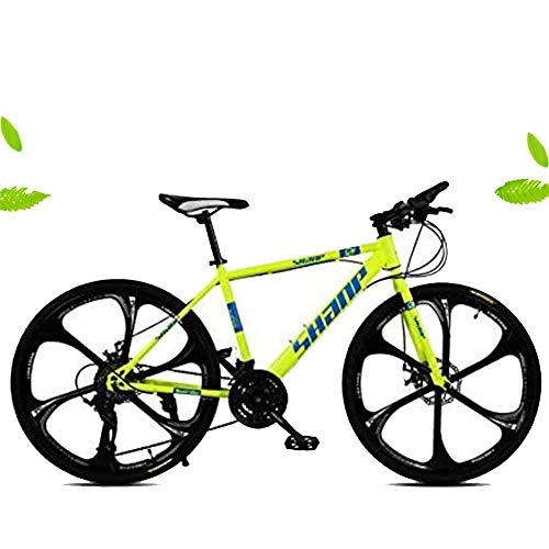 Mountain Bike : Electric Bike 26 Inches Folding Fat Tire Snow Bike Mountain Bikes, Men's Dual Disc Brake Hardtail Mountain Bike, Bicycle Adjustable Seat, yellow, 27 Spee