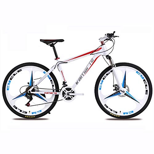 Mountain Bike : ERGONOMIC DESIGN Adjustable Saddle Bike, Performance Stable Front And Rear Double Disc Brakes Bike, 34.1 Inch 27 Speed Low Noise Mountain Bikes-White red 34.1 inch.27 speed