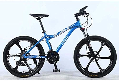 Mountain Bike : ETWJ 24 Inch 24-Speed Mountain Bike, Aluminum Alloy Full Frame, Wheel Front Suspension, Off-Road Student, Shifting Adult Bicycle Disc Brake (Color : Blue, Size : B)