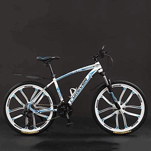 Mountain Bike : ETWJ 26 Inch Variable Speed Mountain Bikes, Hard Tail Mountain Bicycle, Lightweight Bicycle with Adjustable Seat, Double Disc Brake (Color : White Blue, Size : 27 Speed)