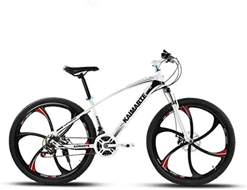Mountain Bike : ETWJ Adult Variable Speed Mountain Bike, Double Disc Brake, Beach Snowmobile Bicycle, Upgrade High-Carbon Steel Frame, 26 Inch (Color : White, Size : 24 speed)