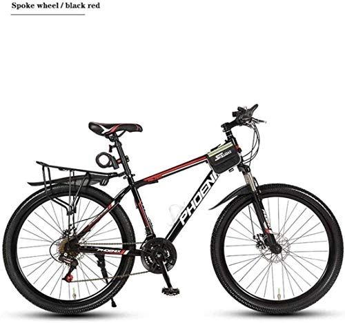 Mountain Bike : ETWJ Mountain Bike Bicycle, PVC and All Aluminum Pedals, Aluminum Alloy Frame, Double Disc Brake, 26 Inch Wheels, 21 / 24 / 27 / 30 Speed, Spoke Wheel (Color : A, Size : 21)