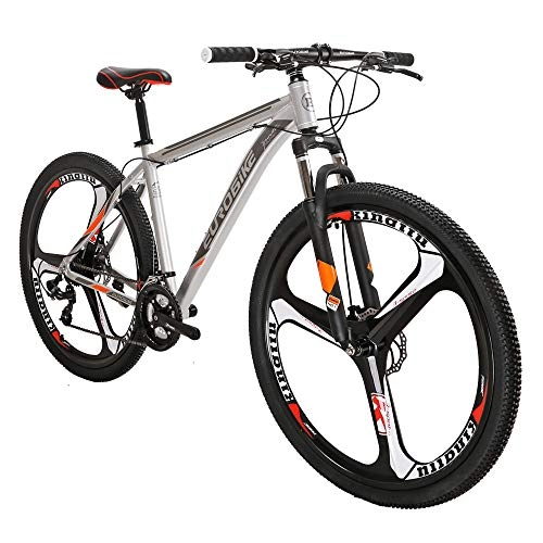 Mountain Bike : Eurobike Aluminum Frame X9 Mountain Bike 29 Inch 3 Spoke Wheels 21 Speed Bicycle Silver