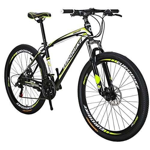 Mountain Bike : Eurobike Bikes EURX1 27.5 Inch Spoke Wheels Mountain Bike 21 Speed Mountain Bicycle Black Yellow