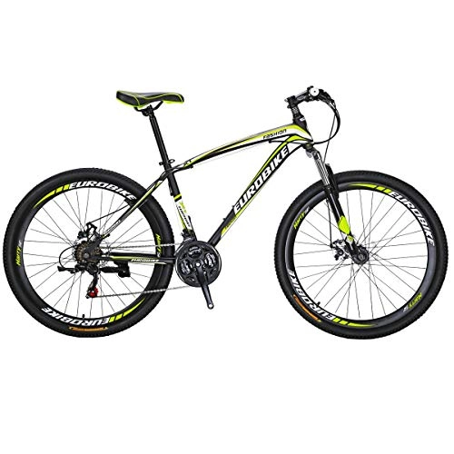 Mountain Bike : Eurobike Bikes HYX1 27.5 Inch Muti Spoke Wheels 21 Speed Mountain Bike Dual Disc Brake Bicycle Black Yellow