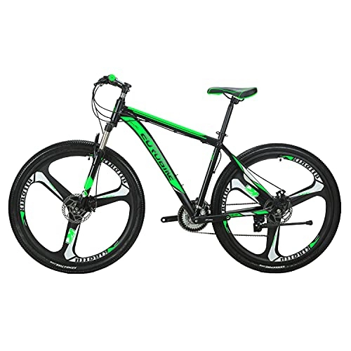 Mountain Bike : Eurobike JMC X9 Mountain Bike 29 Inches 21 Speed 3-Spoke Wheels Dual Disc Brake Aluminum Frame MTB Bicycle (Green-K)