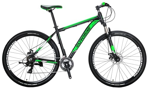 Mountain Bike : Eurobike JMC X9 Mountain Bike 29 Inches 21 Speed 3-Spoke Wheels Dual Disc Brake Aluminum Frame MTB Bicycle (Green-Spoke)