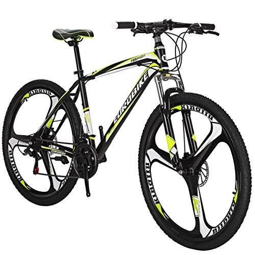Mountain Bike : Eurobike Mountain Bike, 21 Speeds Bike, 17.5Inch Carbon Steel Frame, 27.5 Inch Wheels, Disc Brakes, Multiple Colors[UK In Stock] (K-yellow)