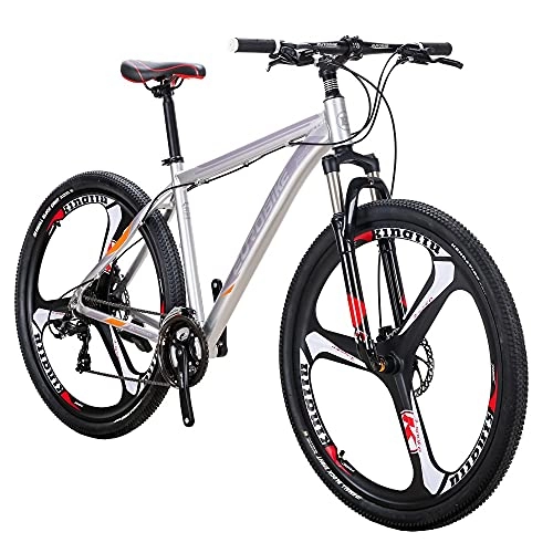 Mountain Bike : Eurobike Mountain Bike 29 inch Wheel 19 inch Aluminium Frame Adult Mens Bicycle (silver)