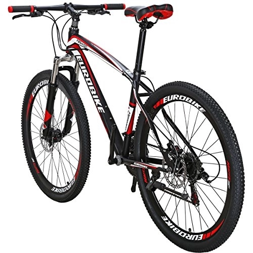 Mountain Bike : Eurobike Mountain Bike, X1 Bicycle, 27.5" 21Speed, MTB Disc Brake Bike (Red)