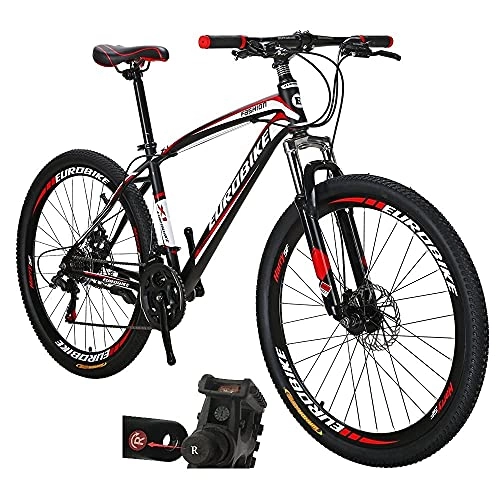 Mountain Bike : Eurobike Mountain Bikes X1 21 Speed Bicycle 27.5 Inches Muti Spoke Wheel Dual Disc Brake Bicycle Blackred