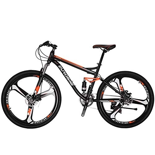 Mountain Bike : Eurobike Moutain Bike TSM S7 Bicycle 21 Speed MTB 27.5 Inches Wheels Dual suspension Bike 3-Spoke Wheel Orange