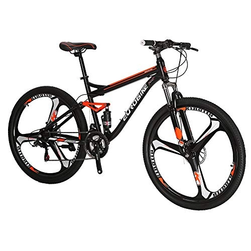 Mountain Bike : Eurobike S7 Mountain Bike 17 Inches Steel Frame 21 Speed 27.5 Inches 3 Spoke Wheel Dual Suspension Bicycle